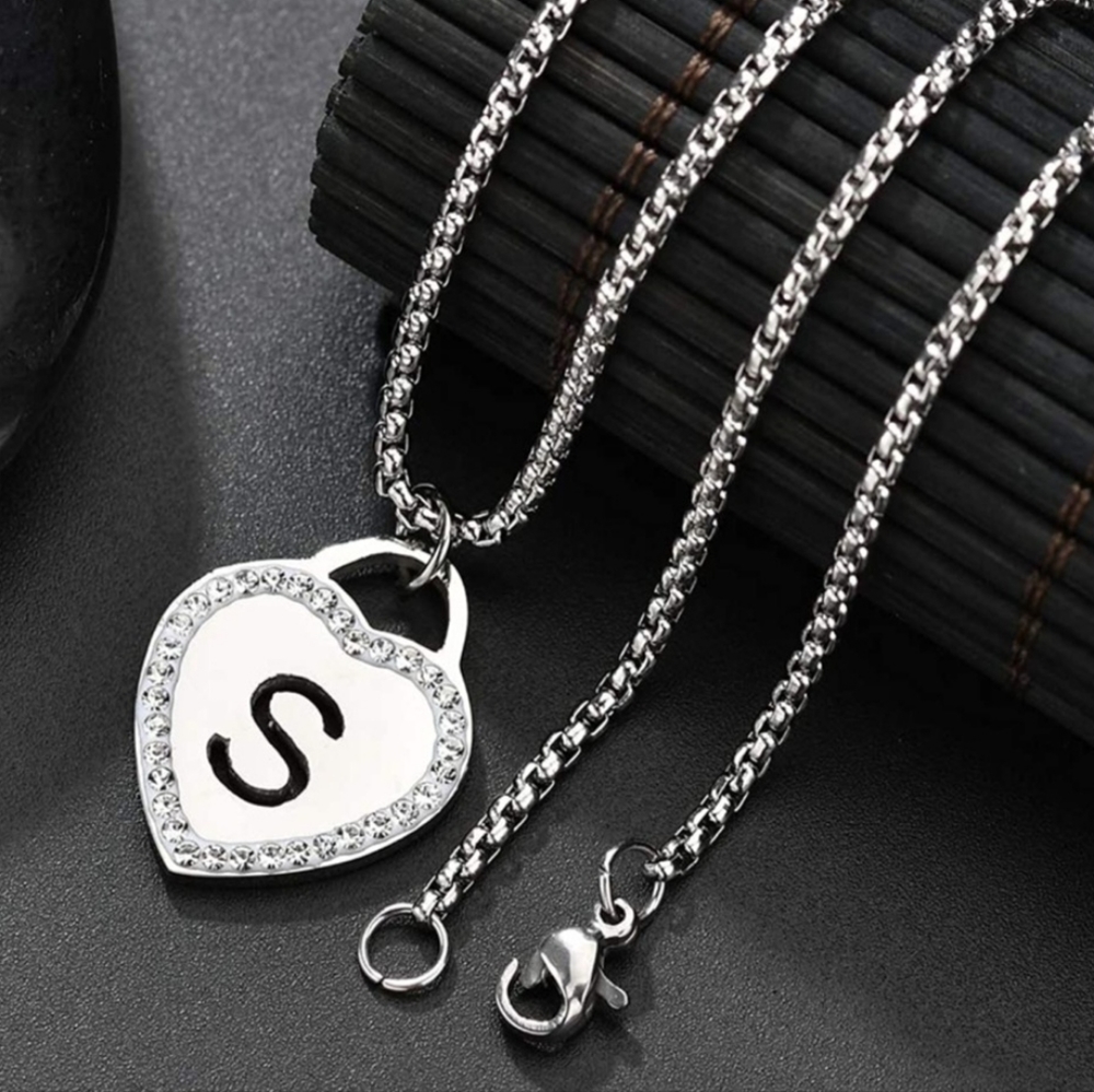 Stainless steel heart letter initial necklace. All letters available.Please ask